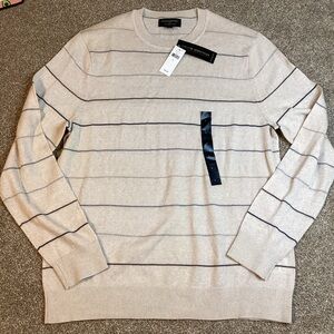 🆕 Banana Republic Men's Merino Wool Crewneck Striped Golf Sweater L